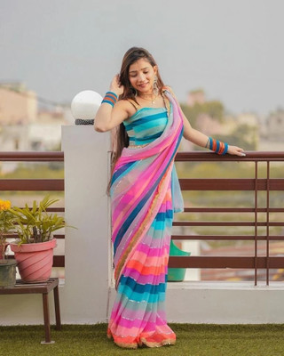 Nik Creation Solid/Plain Daily Wear Georgette Saree(Multicolor)