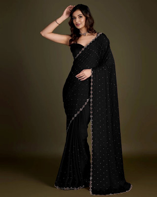 Anjani Textile Embellished Bollywood Tussar Silk Saree(Black)