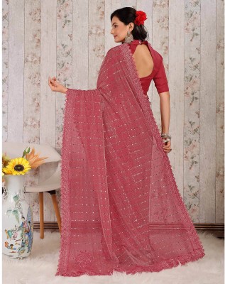 Vraggi Embellished Bollywood Lycra Blend Saree(Pink)