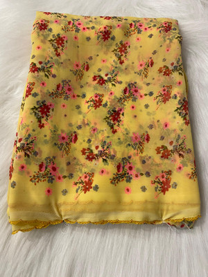 bhavika silk mills Floral Print Daily Wear Georgette Saree(Yellow)