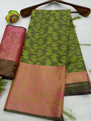 Gajal Self Design Daily Wear Pure Cotton, Cotton Silk Saree(Green)
