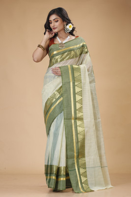 Jarna saree ghar Self Design Tant Pure Cotton Saree(Yellow)