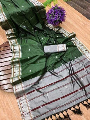 KRIYANSH Self Design Bollywood Jacquard, Cotton Silk Saree(Green)