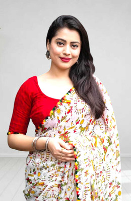 HouseOfCommon Self Design Bollywood Georgette Saree(White)