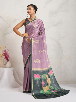 Rachna Printed Bollywood Satin Saree(Pink)