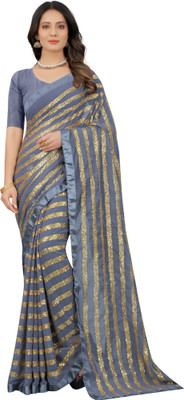 KV Fashion Embellished Bollywood Georgette Saree(Grey)