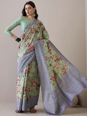 Sareemall Printed Daily Wear Silk Blend Saree(Light Green)