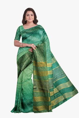 ASHMITAS COLLECTION Self Design Handloom Tussar Silk Saree(Green)