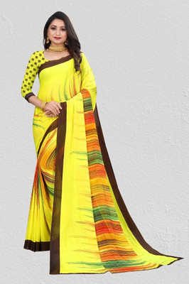Vimalnath Synthetics Printed Daily Wear Georgette Saree(Yellow)