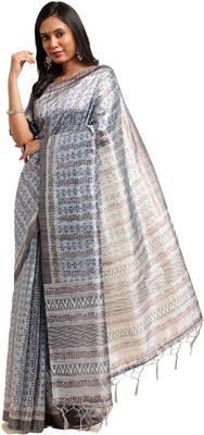 Tasrika Digital Print Banarasi Silk Blend Saree(Blue)