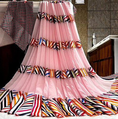 Sita Striped Bollywood Georgette Saree(Pink)