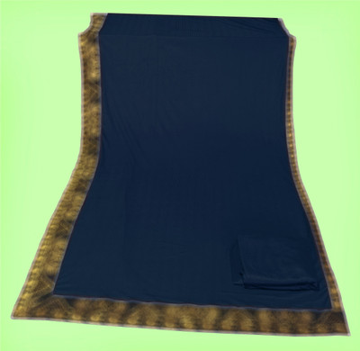Suvali Fashion Solid/Plain Banarasi Lycra Blend, Chiffon Saree(Dark Blue)