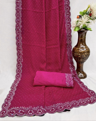 LADDU SAREES Embellished, Solid/Plain Bollywood Georgette Saree(Pink)
