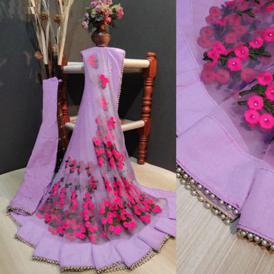 JSItaliya Embroidered Bollywood Net Saree(Purple)
