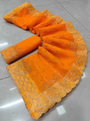 Sareez House Embellished Bollywood Chiffon Saree(Yellow)