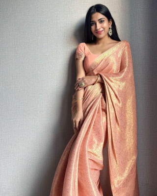 K SALIYA ENTERPRISE Printed Banarasi Silk Blend Saree(Pink)