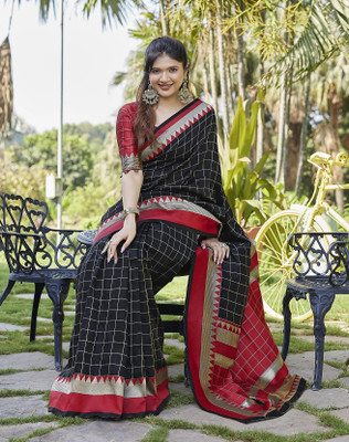 YASHIKA Self Design Kanjivaram Silk Blend Saree(Black)