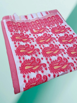 Kanokanjoli Woven Jamdani Handloom Cotton Blend Saree(Multicolor)
