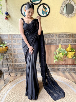 Divastri Embroidered Bollywood Georgette Saree(Black)