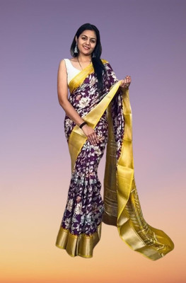 AA ONE ENTERPRISE Self Design Bollywood Cotton Blend Saree(Purple)