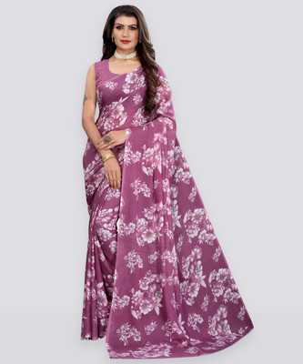 Samah Printed Daily Wear Chiffon, Georgette Saree(Purple)