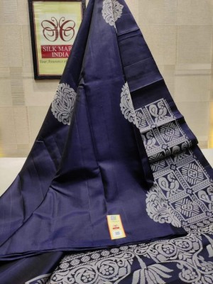V V FASHION Printed Banarasi Cotton Silk Saree(Light Blue)