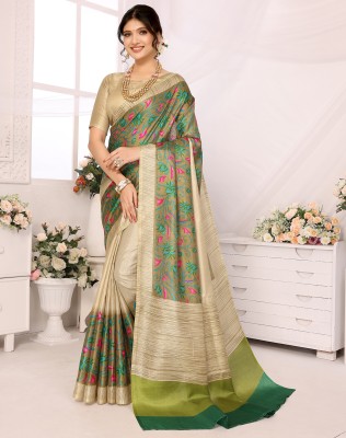 Printed Fashion Art Silk Saree(Green)