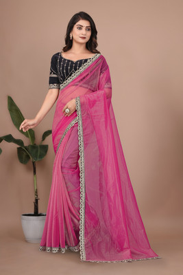 Classy Foriever Solid/Plain Bollywood Tissue Saree(Magenta)