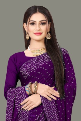 rudraCreation Self Design Banarasi Georgette, Chiffon Saree(Purple)