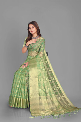 Aarunika MT Printed Bollywood Organza Saree(Light Green)