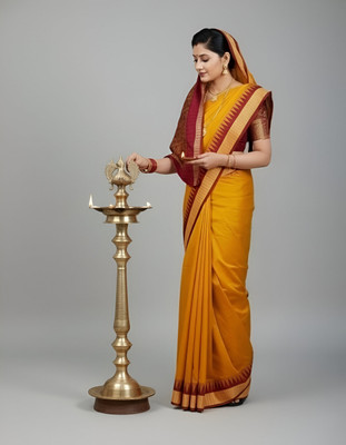 Aparna Woven Sambalpuri Art Silk Saree(Mustard, Red)