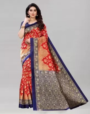 Suali Printed Bollywood Art Silk Saree(Red)