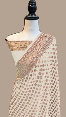 GATISHVAM TEXTILE Woven Banarasi Art Silk Saree(White)