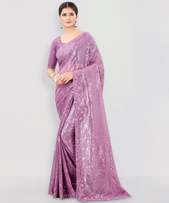 Clemira Embellished Bollywood Georgette Saree(Purple)