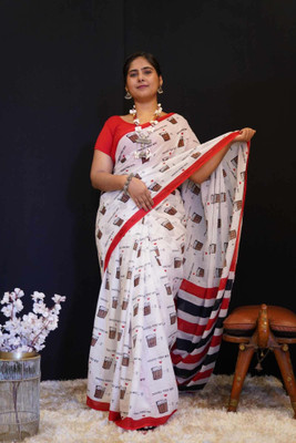 Happy Creation Woven Jamdani Handloom Cotton Blend Saree(Multicolor)