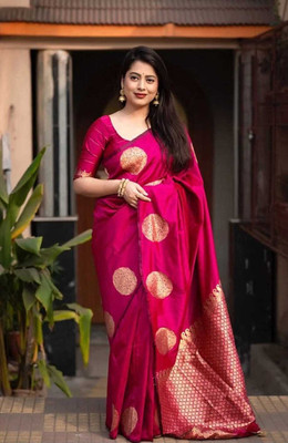 Om Creation Embellished Chanderi Chanderi Saree(Pink)