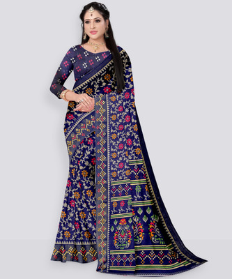 Stuti Printed Daily Wear Pure Cotton Saree(Dark Blue)