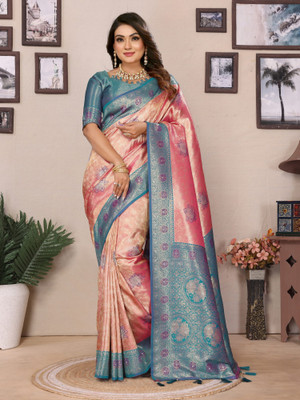 Tasrika Woven Paithani Pure Silk Saree(Pink)