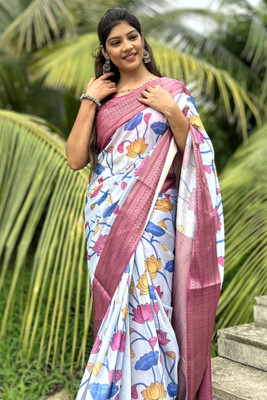 PremVastra Digital Print Bollywood Silk Blend Saree(Pink)