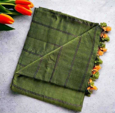 SAYAN CREATION Self Design Handloom Pure Cotton Saree(Light Green)