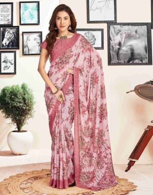 shiv textiles Floral Print, Printed, Embellished Bollywood Georgette Saree(Pink)