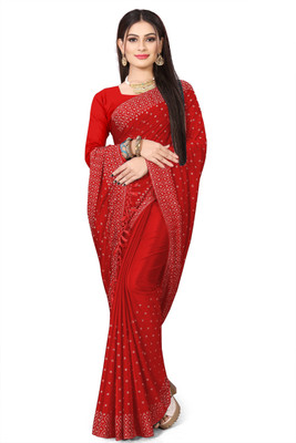 nevya creation Self Design Chanderi Chanderi Saree(Red)
