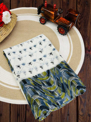 HouseOfCommon Printed Jamdani Cotton Blend Saree(Green)