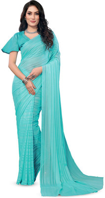 Moda Rapido Striped Daily Wear Satin Saree(Blue)