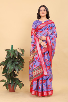 radhe creation Printed Bollywood Net Saree(Purple)