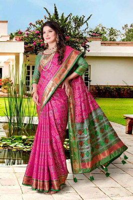 jayant creation Printed Bollywood Silk Blend Saree(Pink)