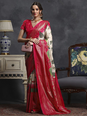 Anouk Rustic Printed Daily Wear Silk Blend Saree(Multicolor)