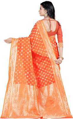 DHAYNAAND REEWA FASHION Woven Banarasi Jacquard Saree(Orange)
