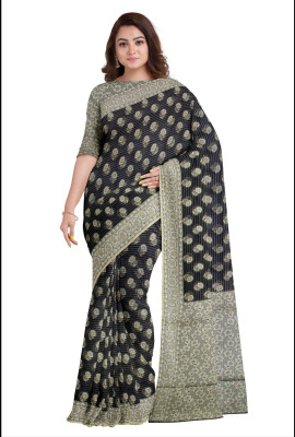 Pahnawa handlooms Self Design Banarasi Georgette Saree(Black)