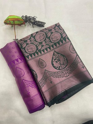 Gajal Self Design, Woven Kanjivaram Pure Silk, Art Silk Saree(Green)